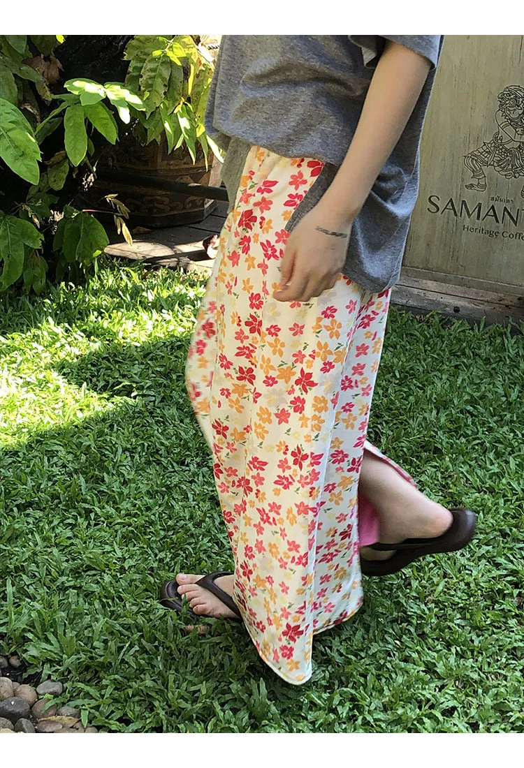pink floral child skirt