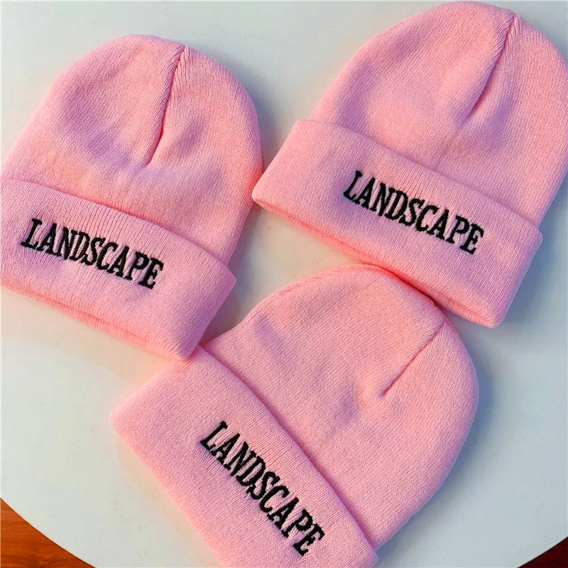 Pink letter wool hat KF81750