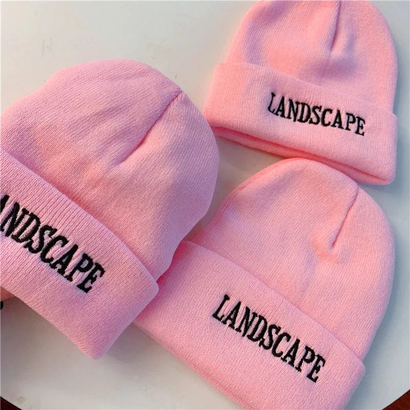 Pink letter wool hat KF81750
