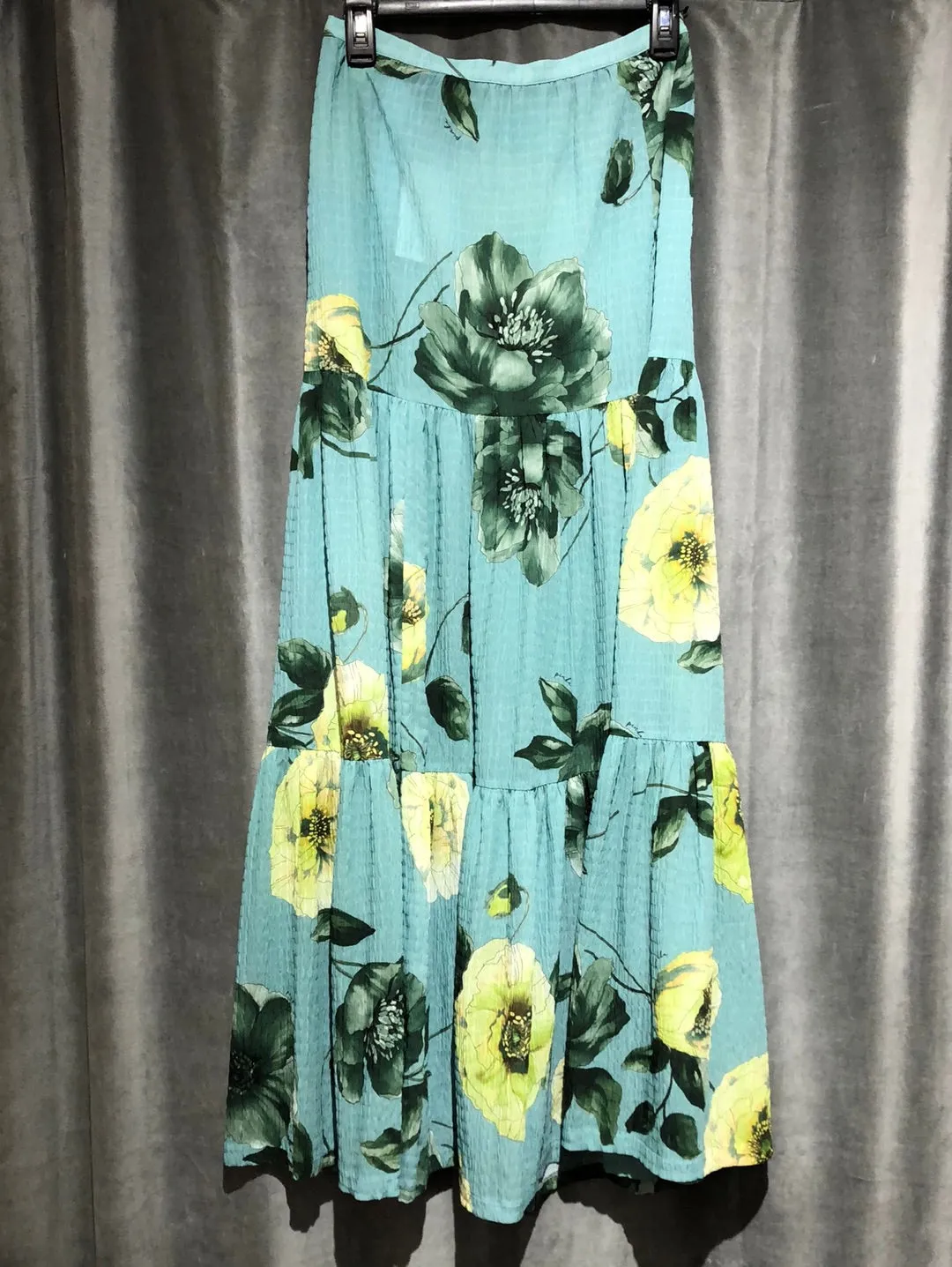 PINKO Turqoiuse Floral Layered Maxi Skirt