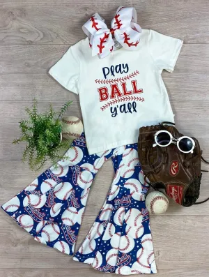 Play Ball Y'all 2pc Bell Bottom Set
