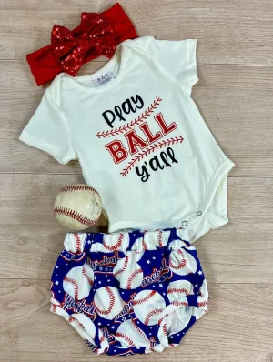 Play Ball Y'all Onesie & Bloomer Set
