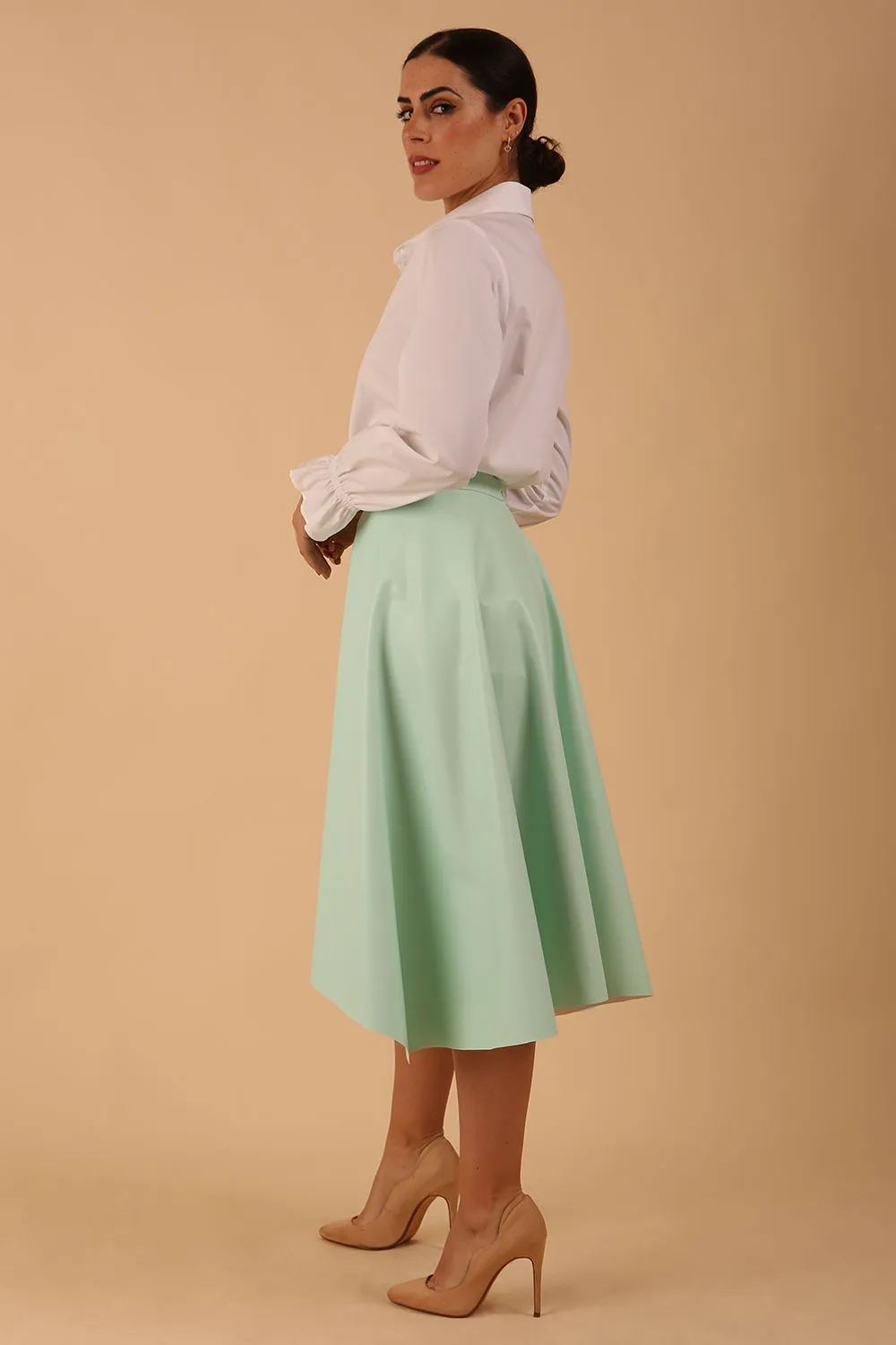 (PRE-ORDER) Zephyra Faux Leather Full Drape Skirt