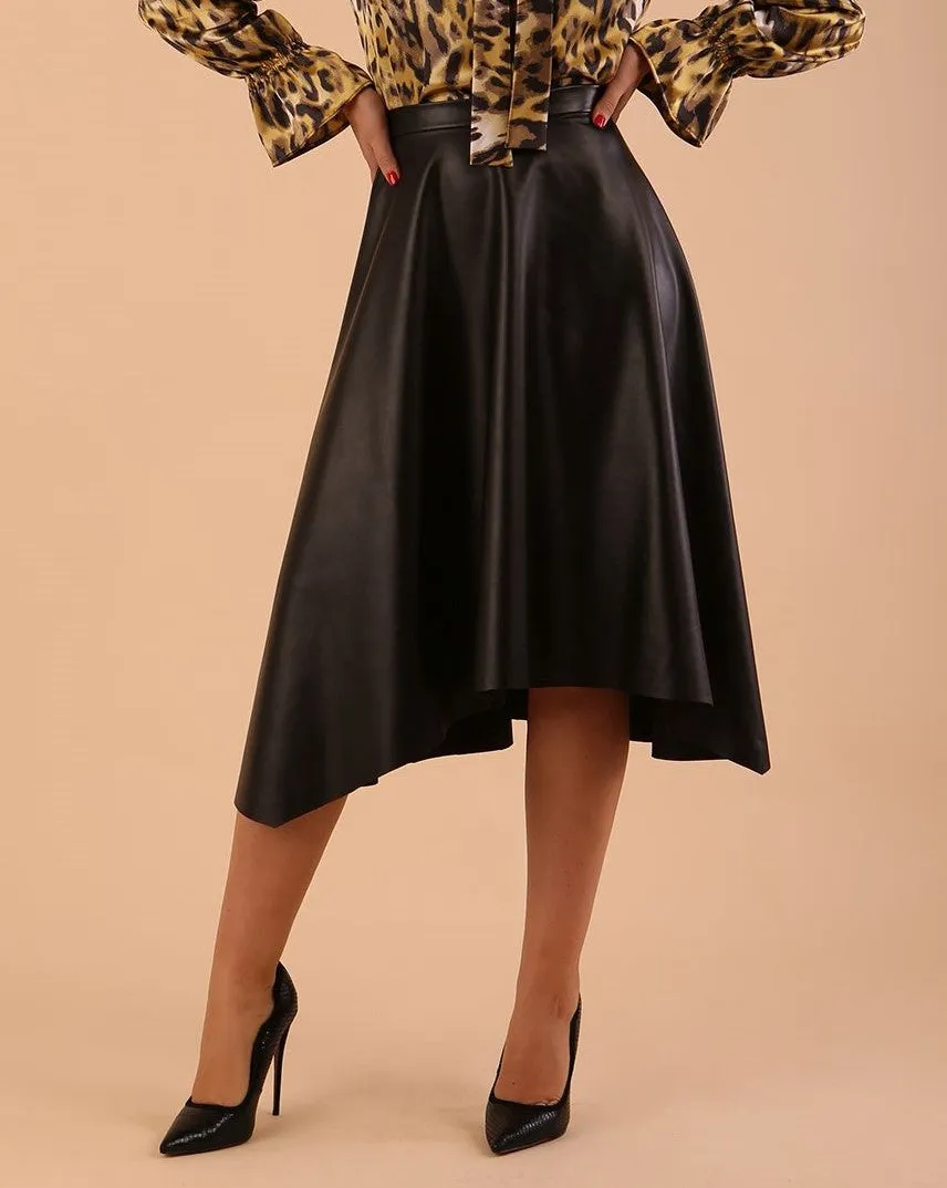 (PRE-ORDER) Zephyra Faux Leather Full Drape Skirt