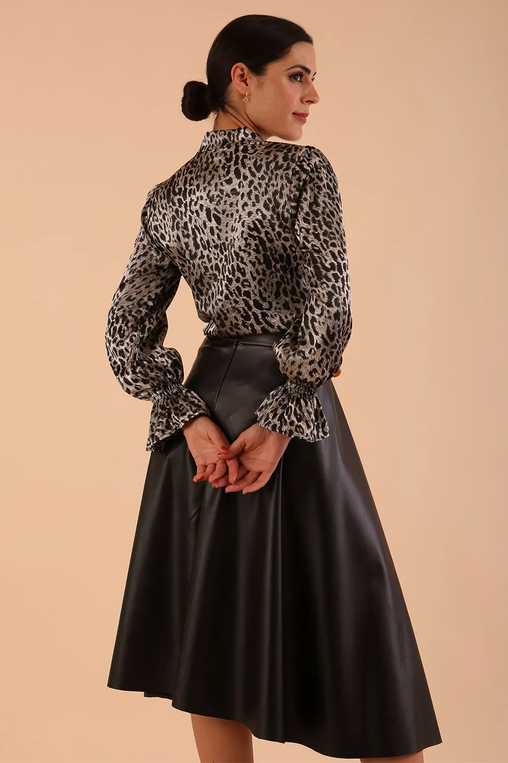 (PRE-ORDER) Zephyra Faux Leather Full Drape Skirt
