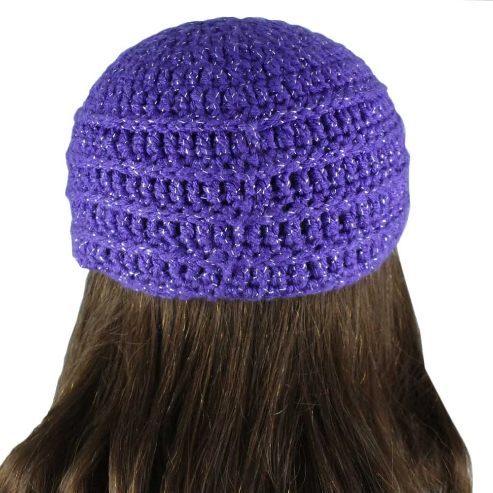 Purple and Pink Princess Turban Crochet Kids Beanie Hat - STXH13