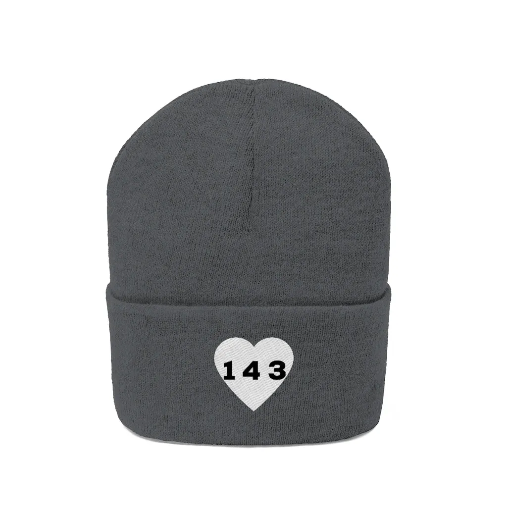 "143" Adult Knit Beanie -White