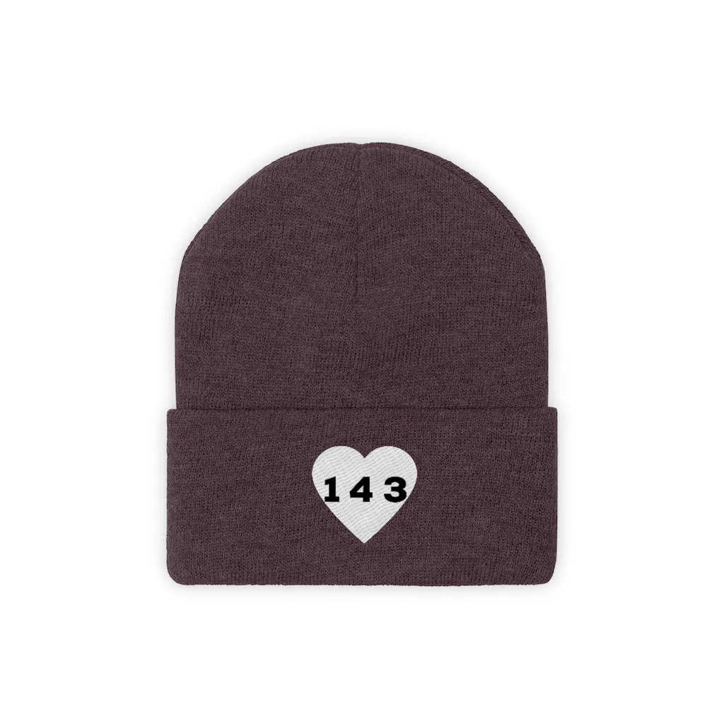 "143" Adult Knit Beanie -White
