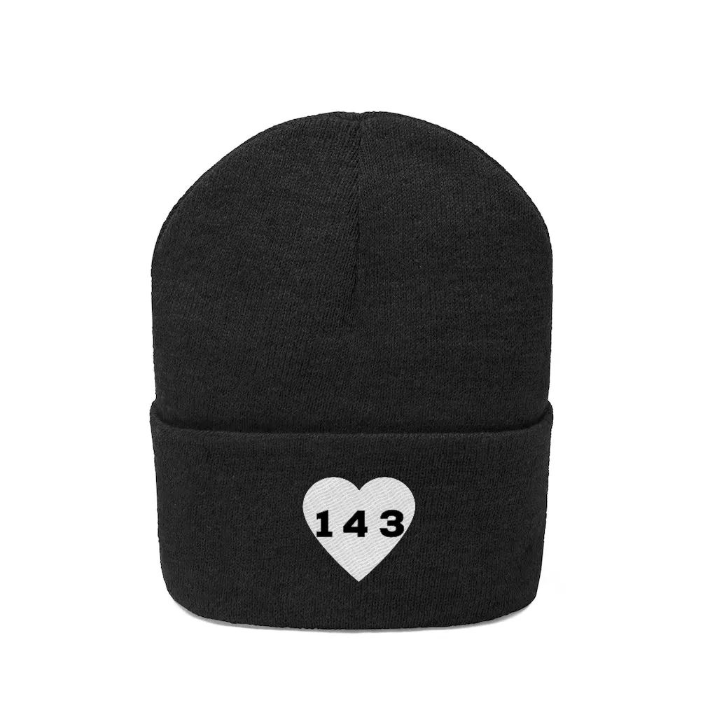 "143" Adult Knit Beanie -White