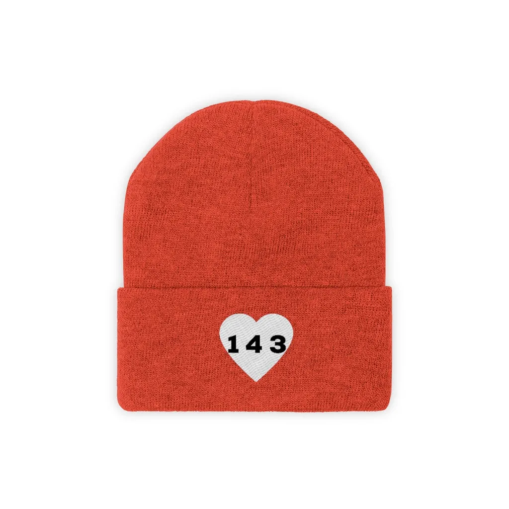 "143" Adult Knit Beanie -White