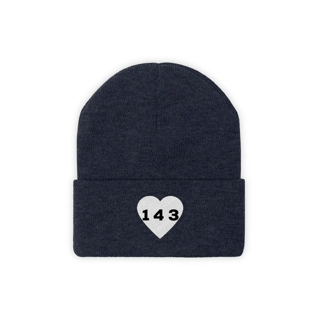 "143" Adult Knit Beanie -White