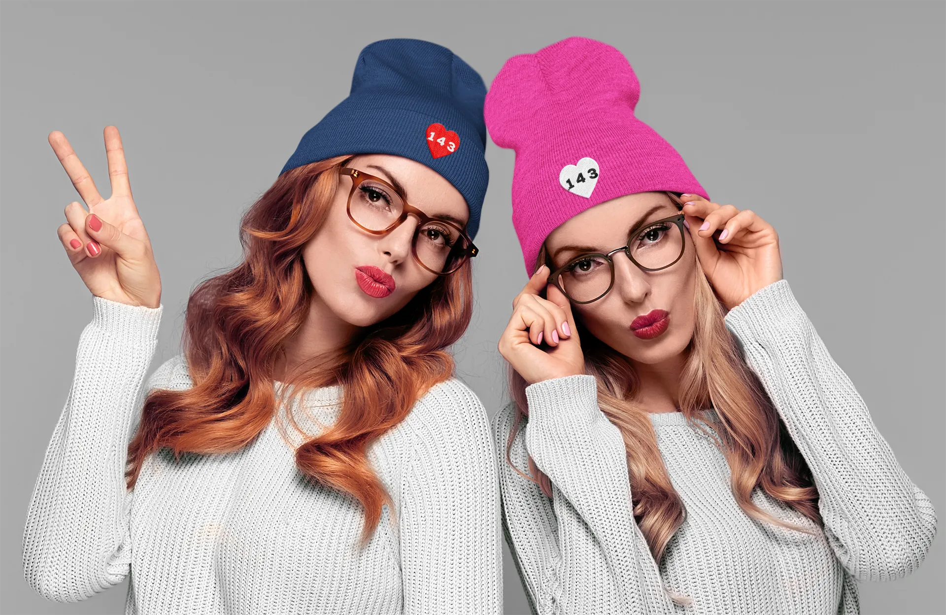 "143" Adult Knit Beanie -White