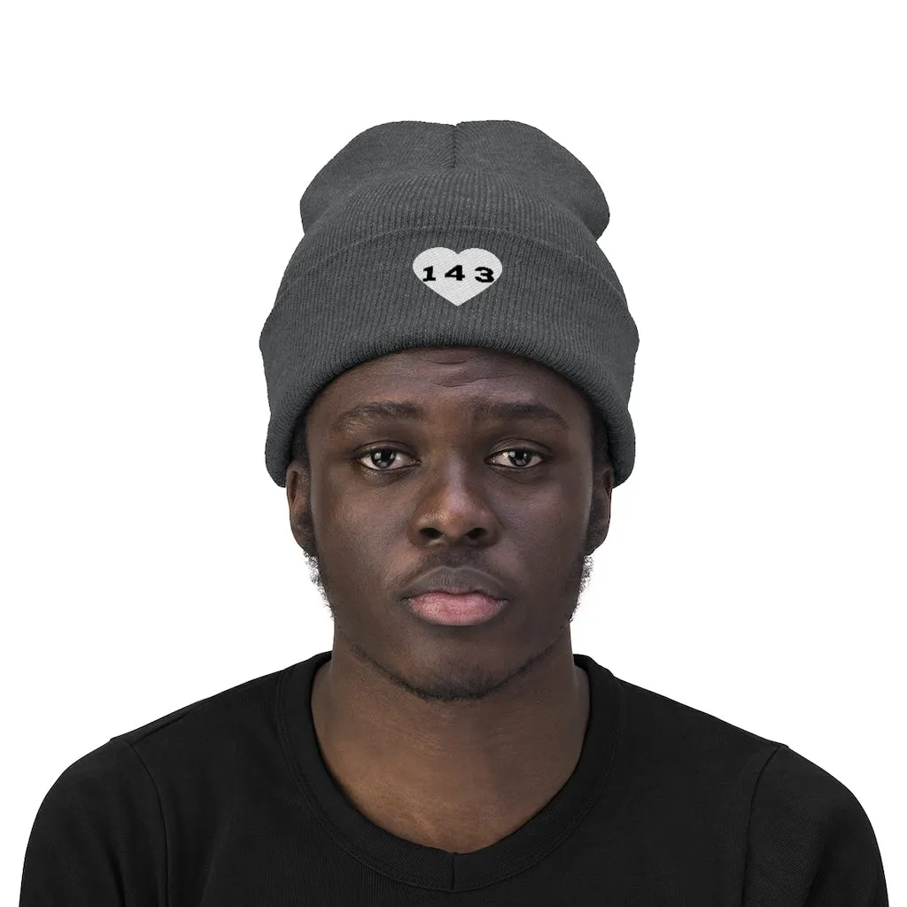 "143" Adult Knit Beanie -White