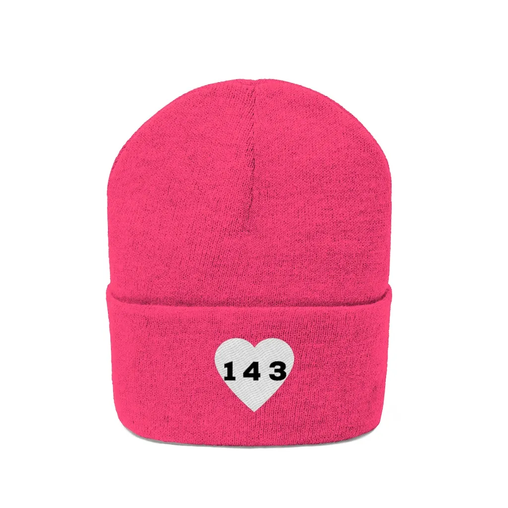 "143" Adult Knit Beanie -White