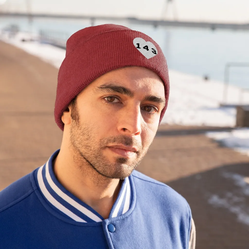 "143" Adult Knit Beanie -White