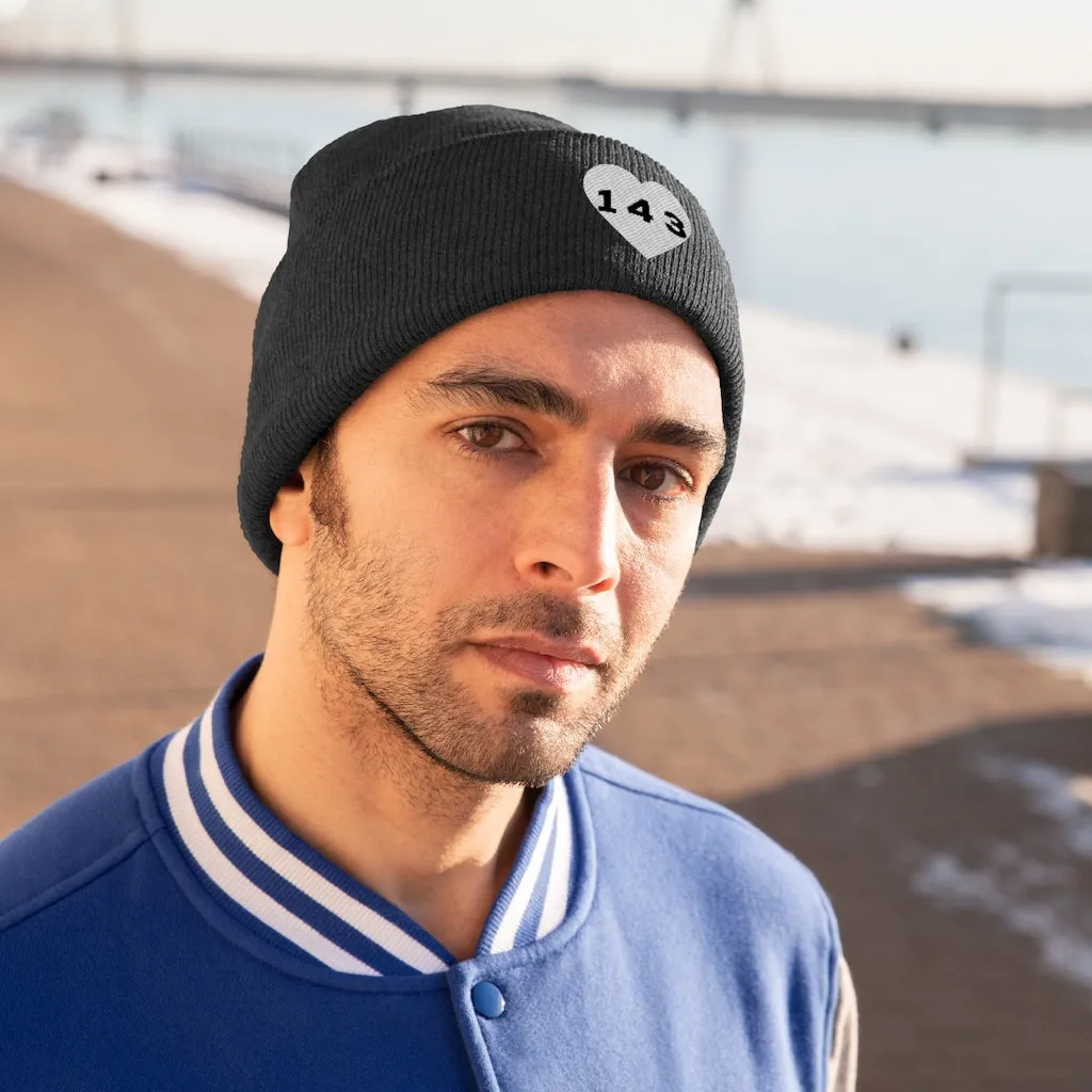 "143" Adult Knit Beanie -White