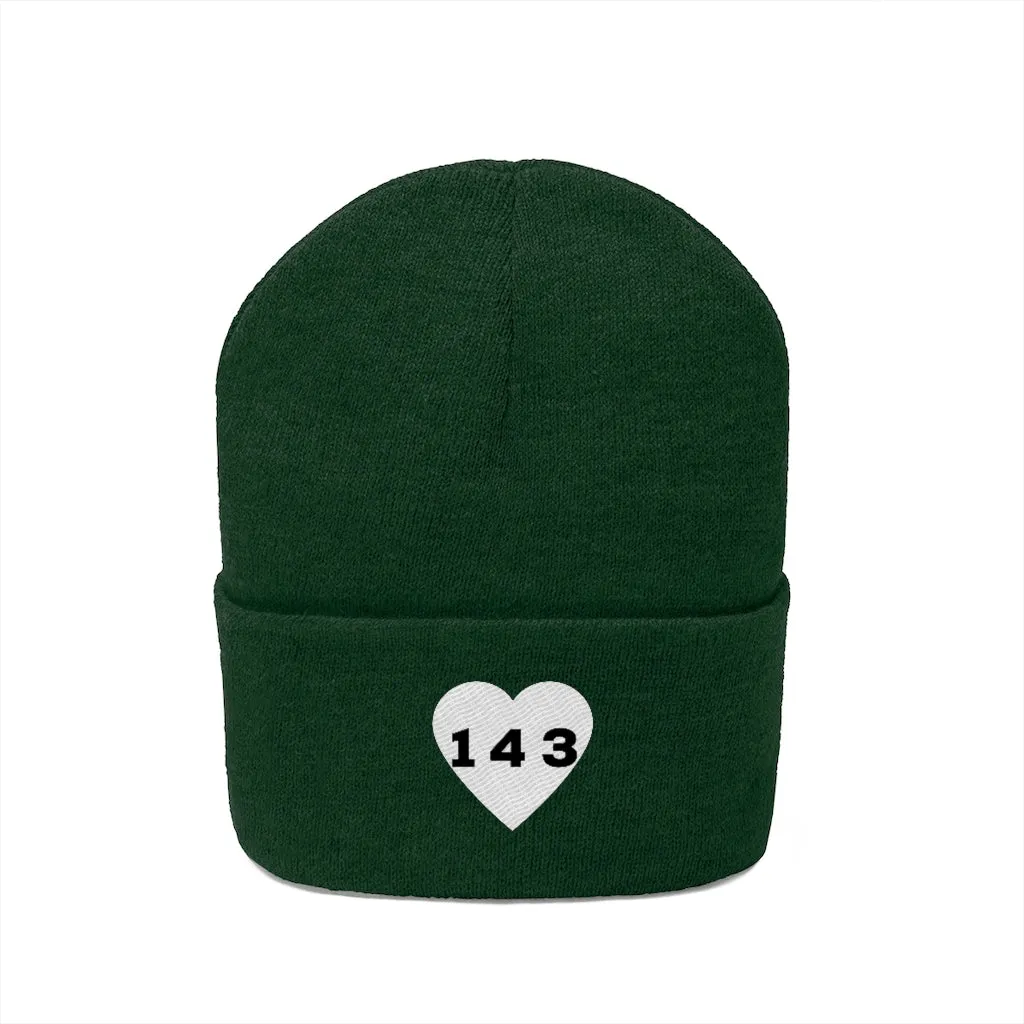 "143" Adult Knit Beanie -White