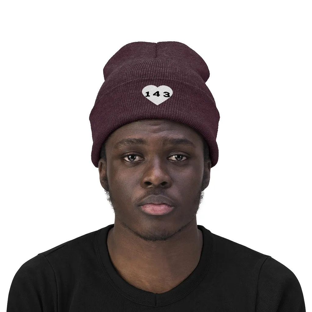 "143" Adult Knit Beanie -White
