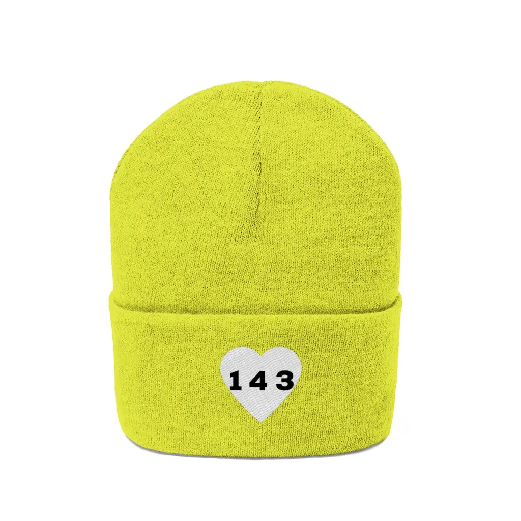 "143" Adult Knit Beanie -White