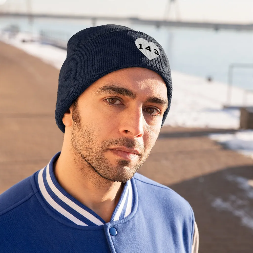 "143" Adult Knit Beanie -White
