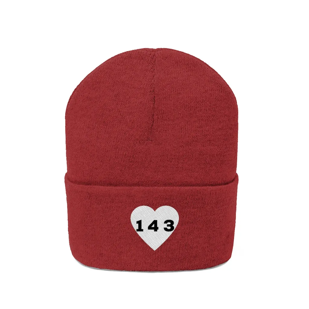 "143" Adult Knit Beanie -White