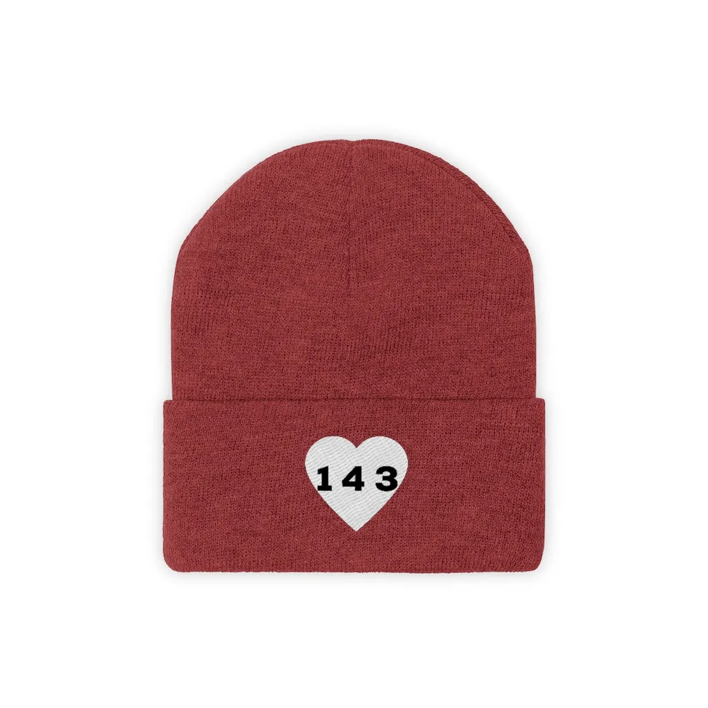 "143" Adult Knit Beanie -White