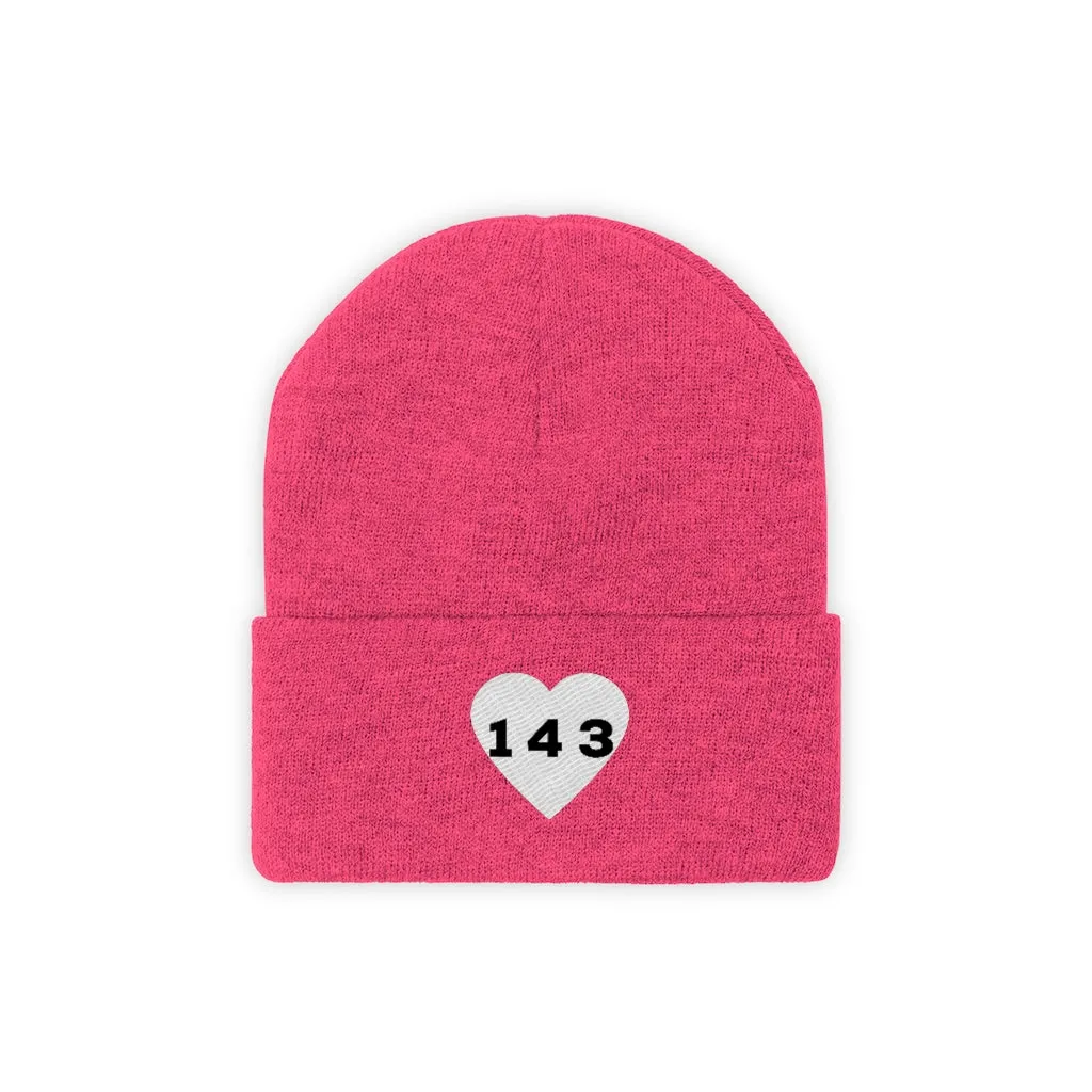 "143" Adult Knit Beanie -White