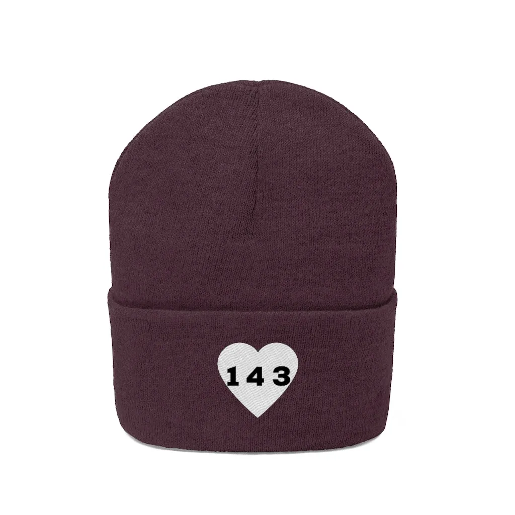 "143" Adult Knit Beanie -White