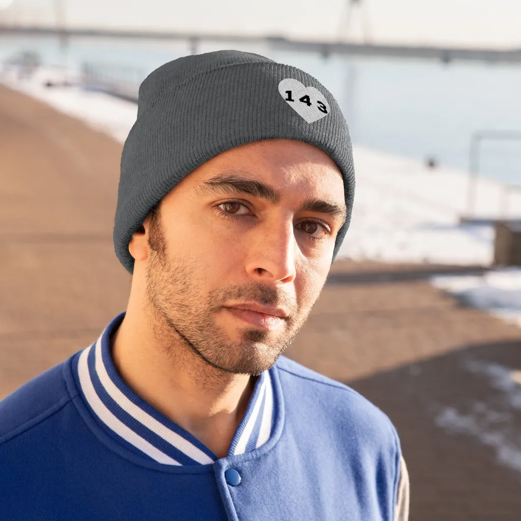 "143" Adult Knit Beanie -White