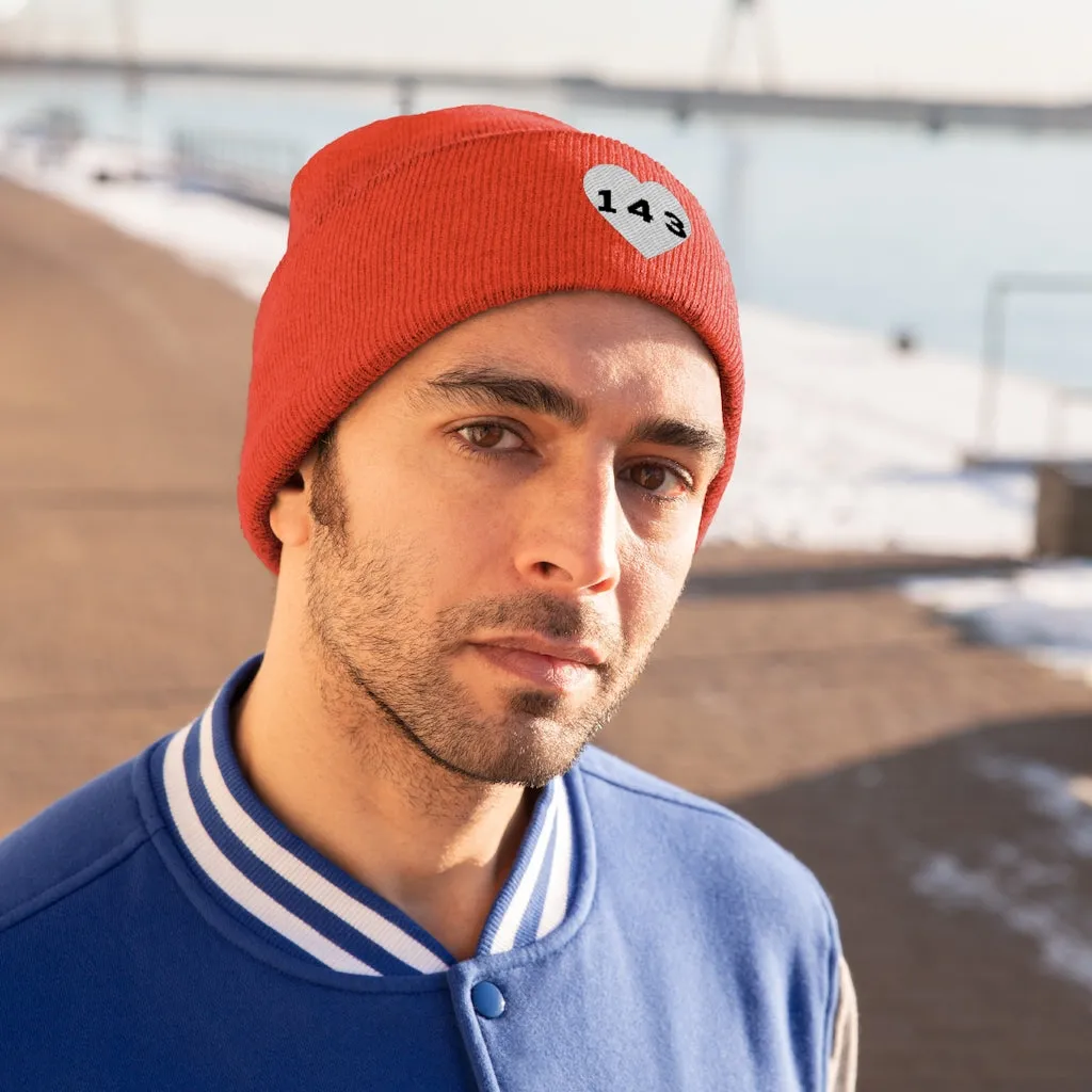 "143" Adult Knit Beanie -White