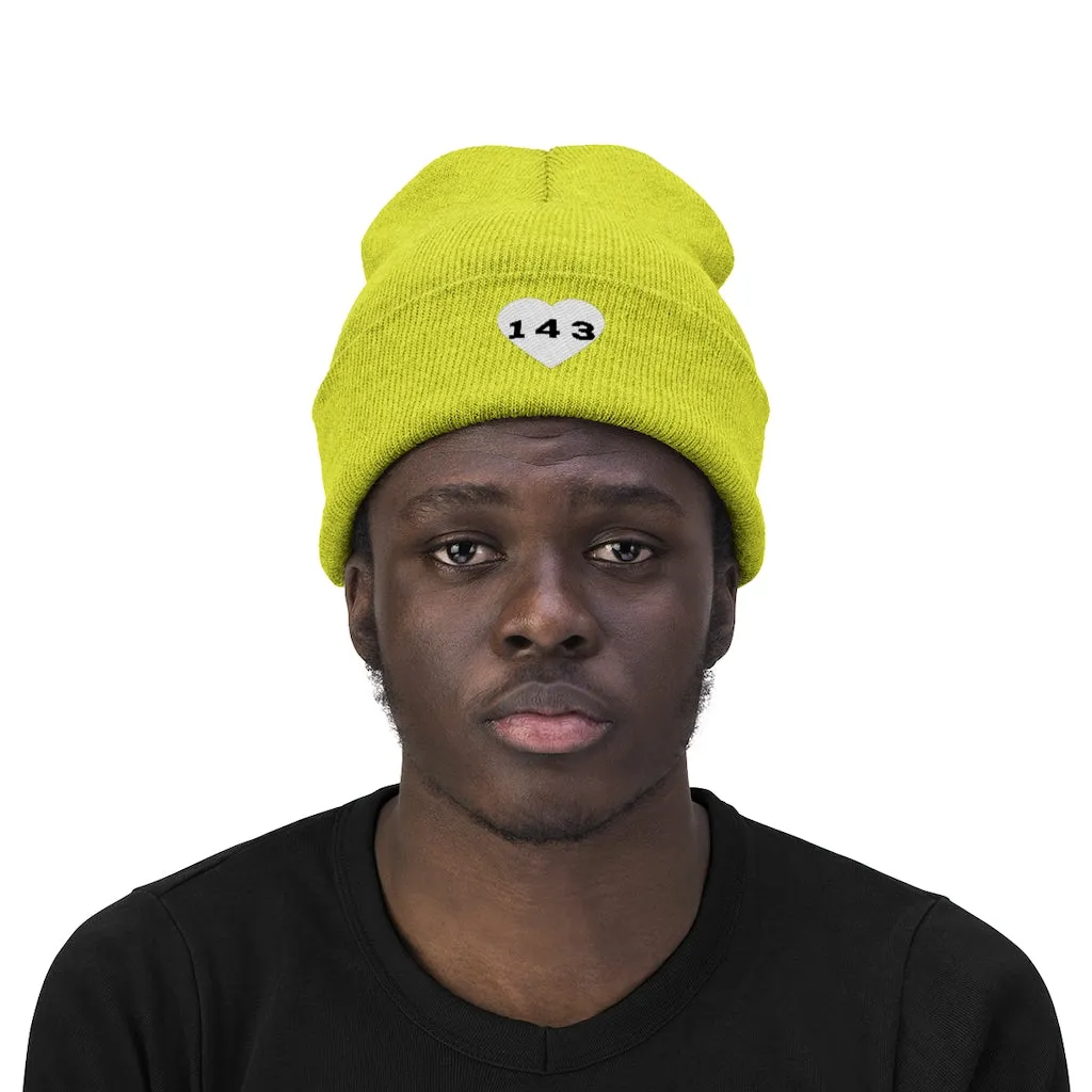 "143" Adult Knit Beanie -White