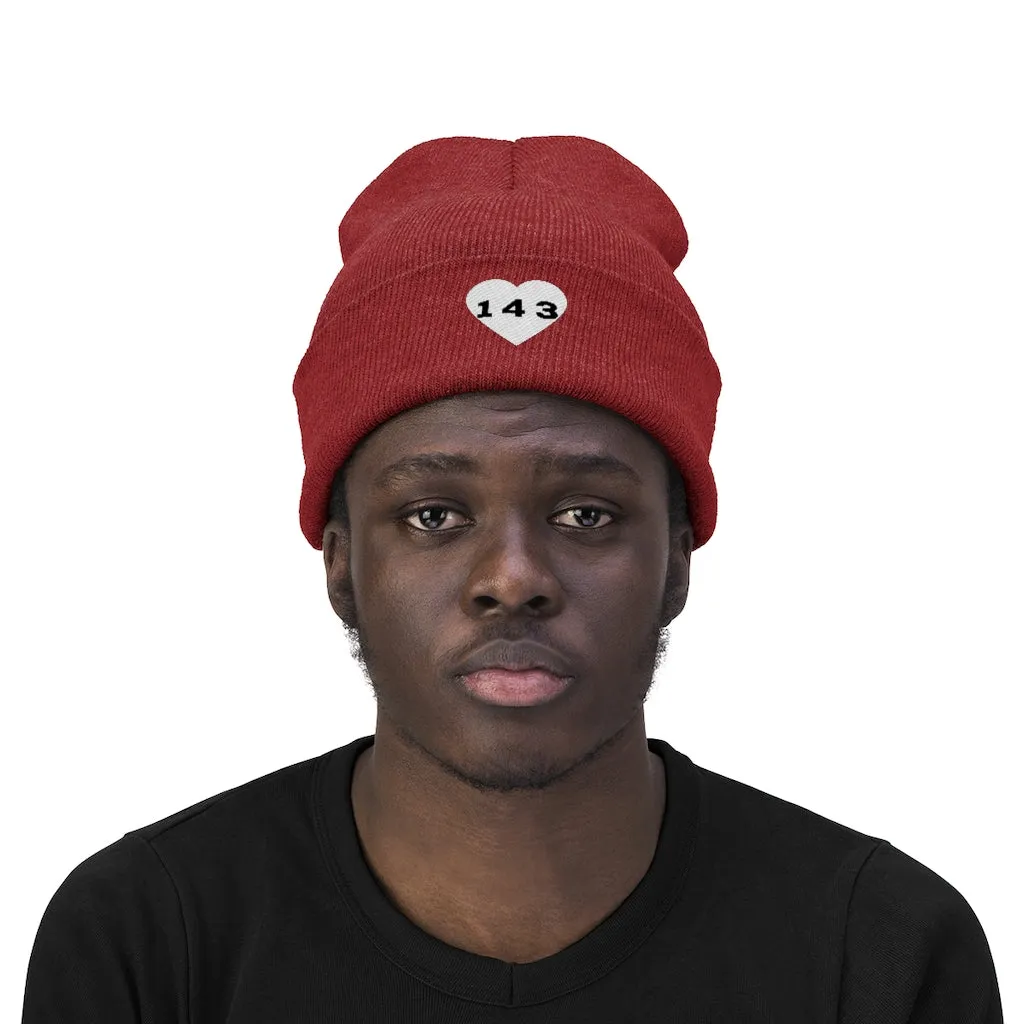 "143" Adult Knit Beanie -White