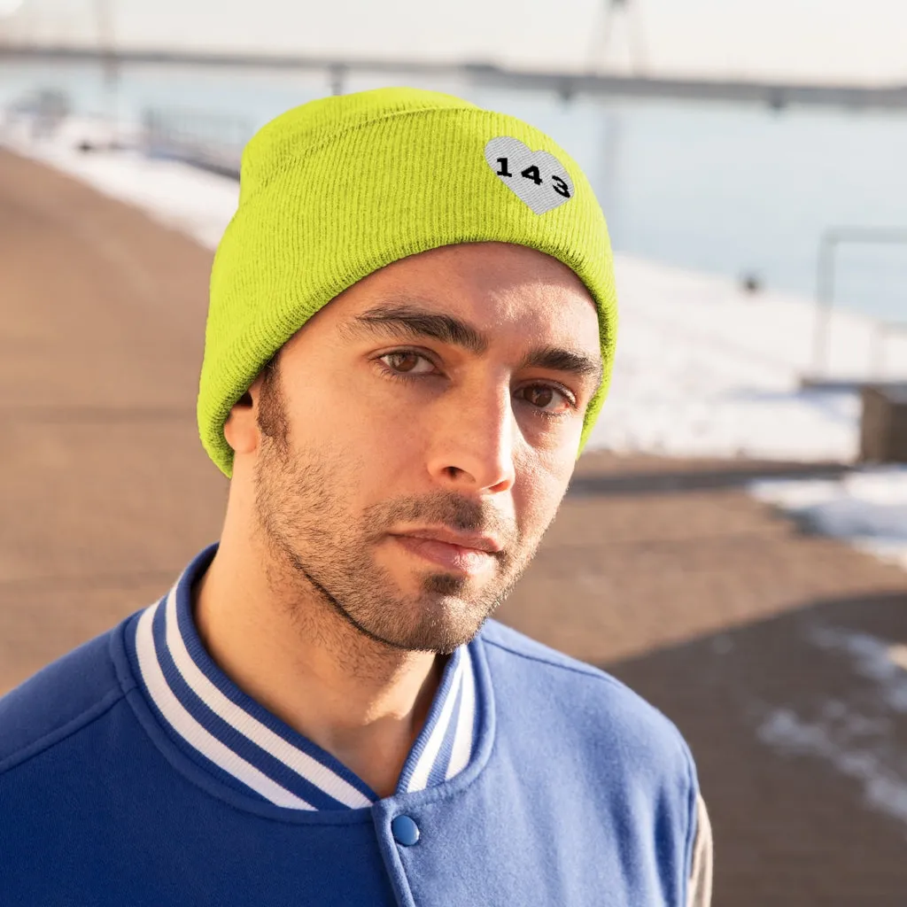 "143" Adult Knit Beanie -White