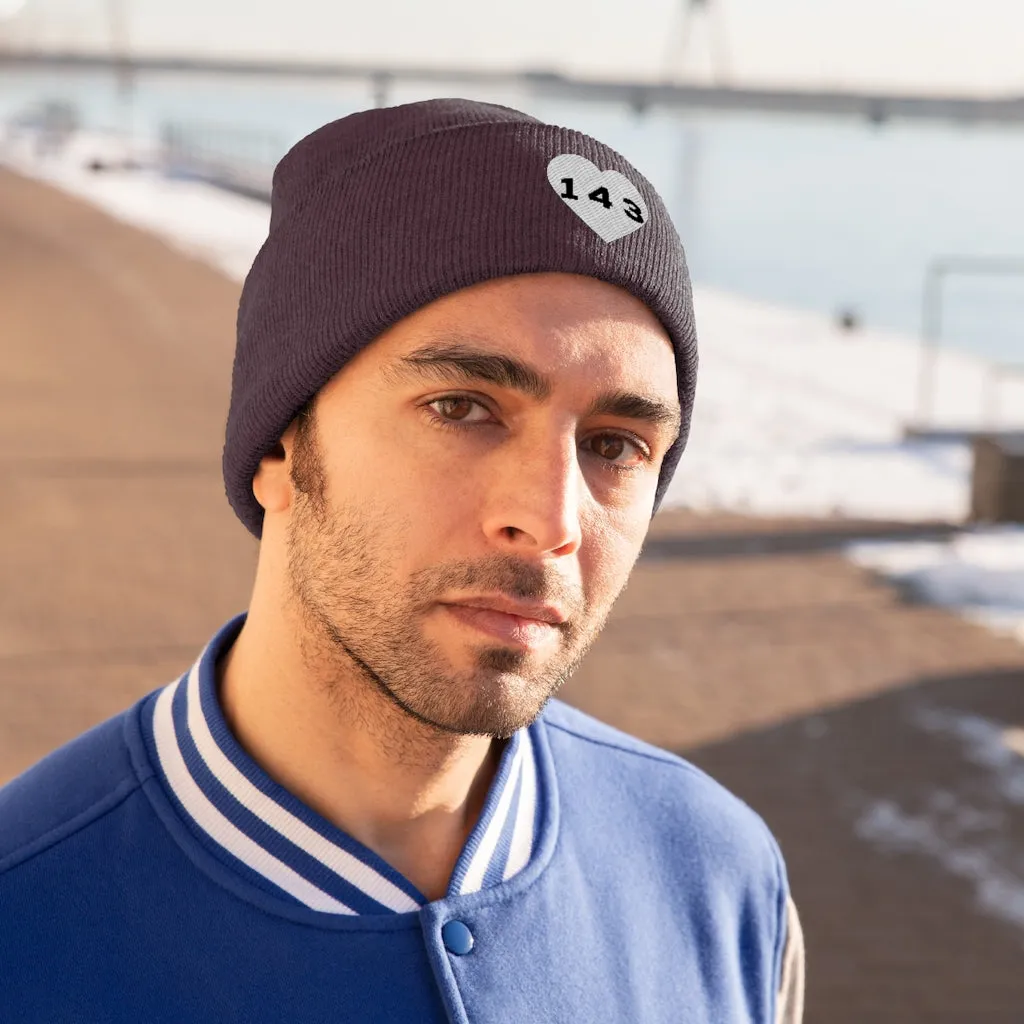 "143" Adult Knit Beanie -White