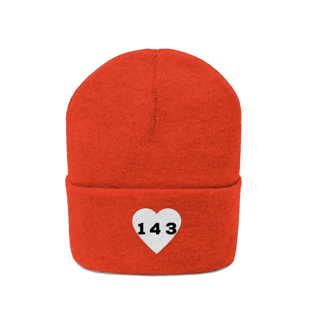 "143" Adult Knit Beanie -White
