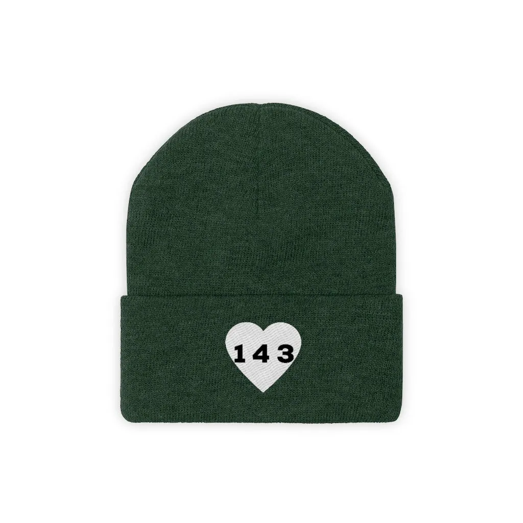 "143" Adult Knit Beanie -White