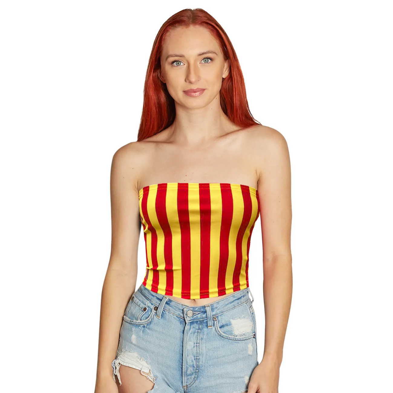 Red & Yellow Striped Tube Top