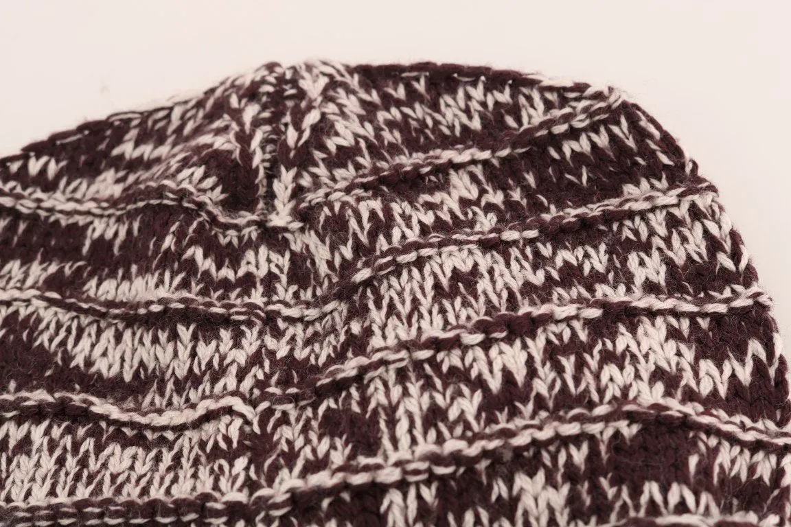 Red White Wool Winter Beanie