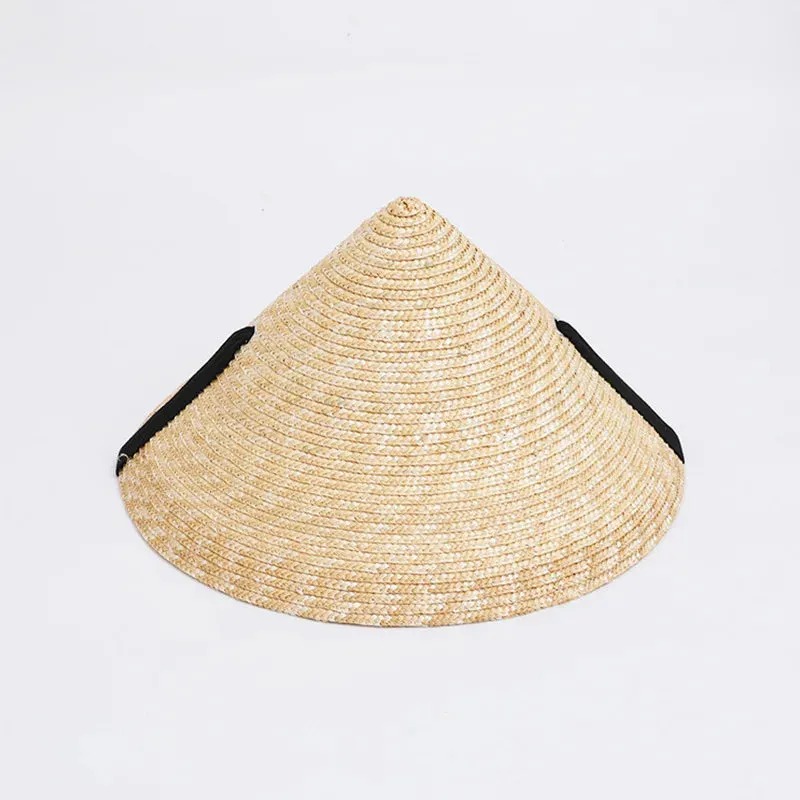 Retro Pointed Top Big Brim Straw Sun Hat