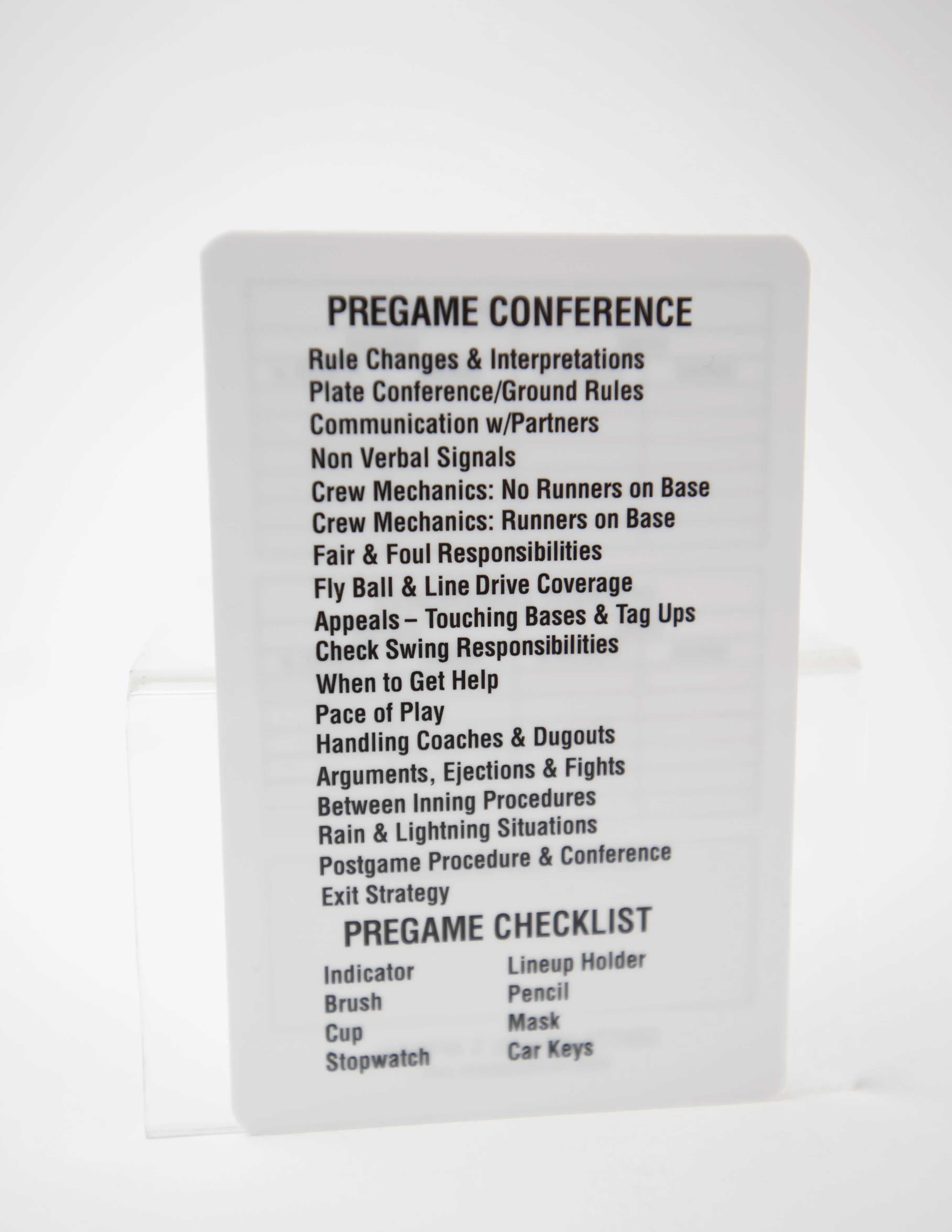 Reusable Umpire Game Card