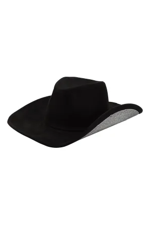 RHINESTONE GLITTER BRIM FEDORA HAT