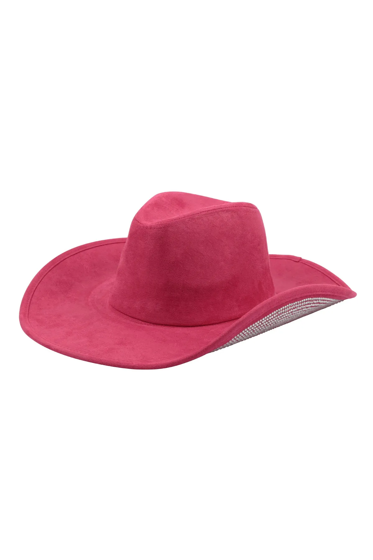 RHINESTONE GLITTER BRIM FEDORA HAT
