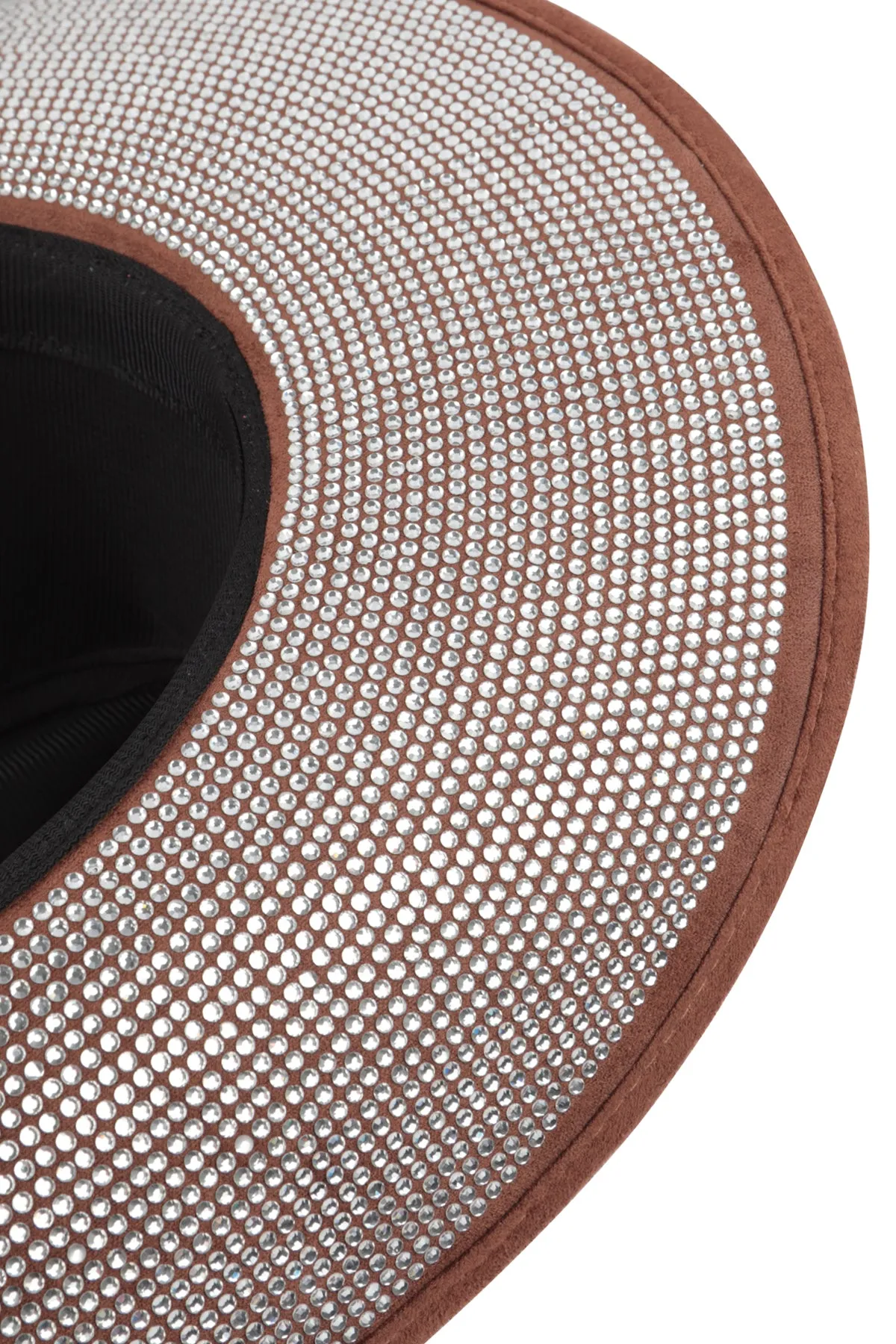 RHINESTONE GLITTER BRIM FEDORA HAT