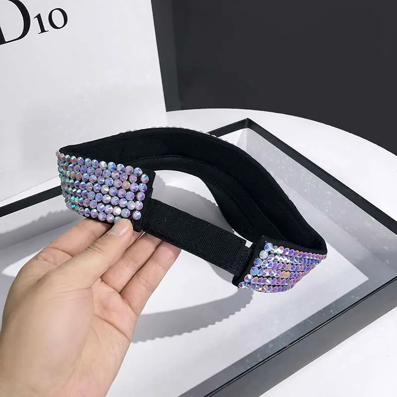 Rhinestone UV Protection Wide Brim Sun Hat