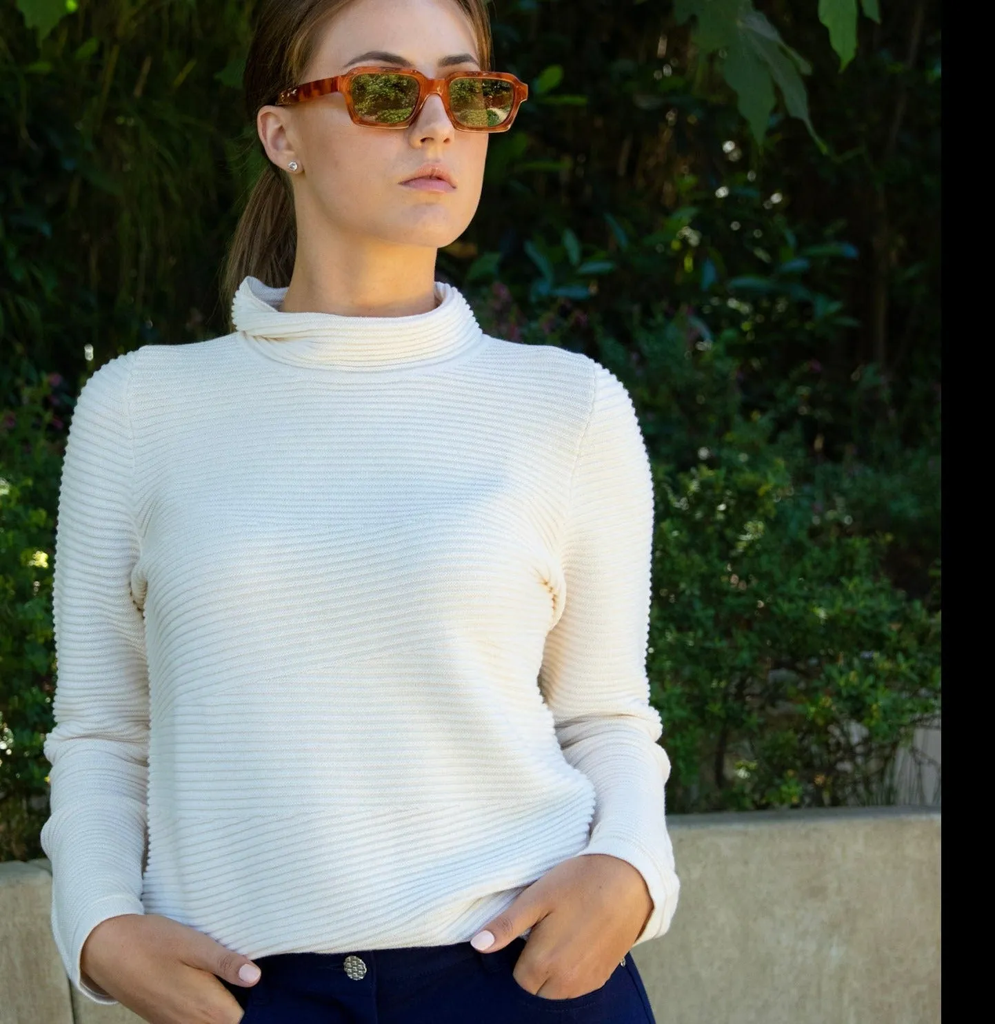 Rib Cotton Funnel Neck Ellie Sweater