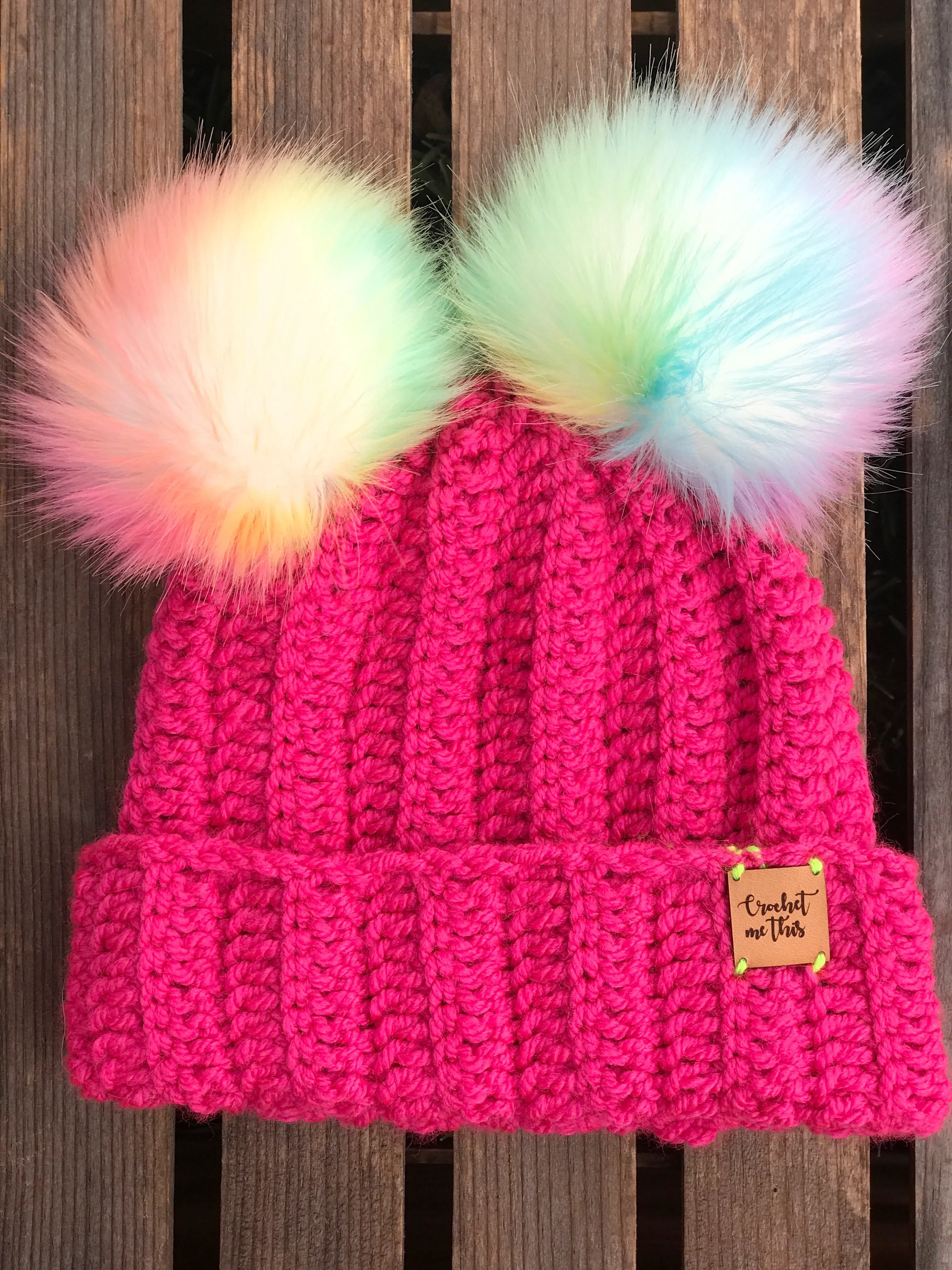 Ribbed double Pom Pom beanie