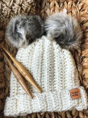 Ribbed double Pom Pom beanie