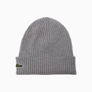 Ribbed Wool Knit Beanie Hat