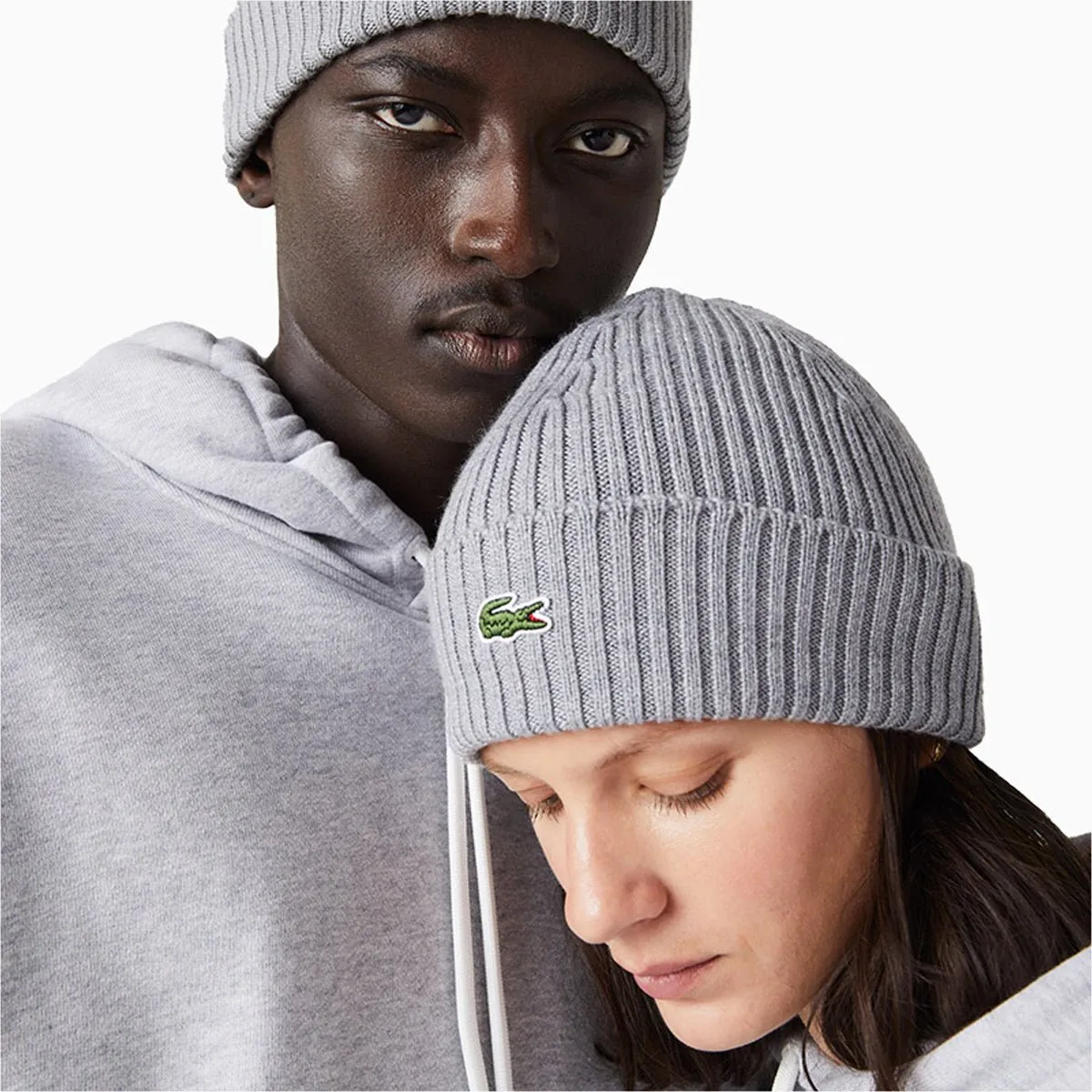 Ribbed Wool Knit Beanie Hat