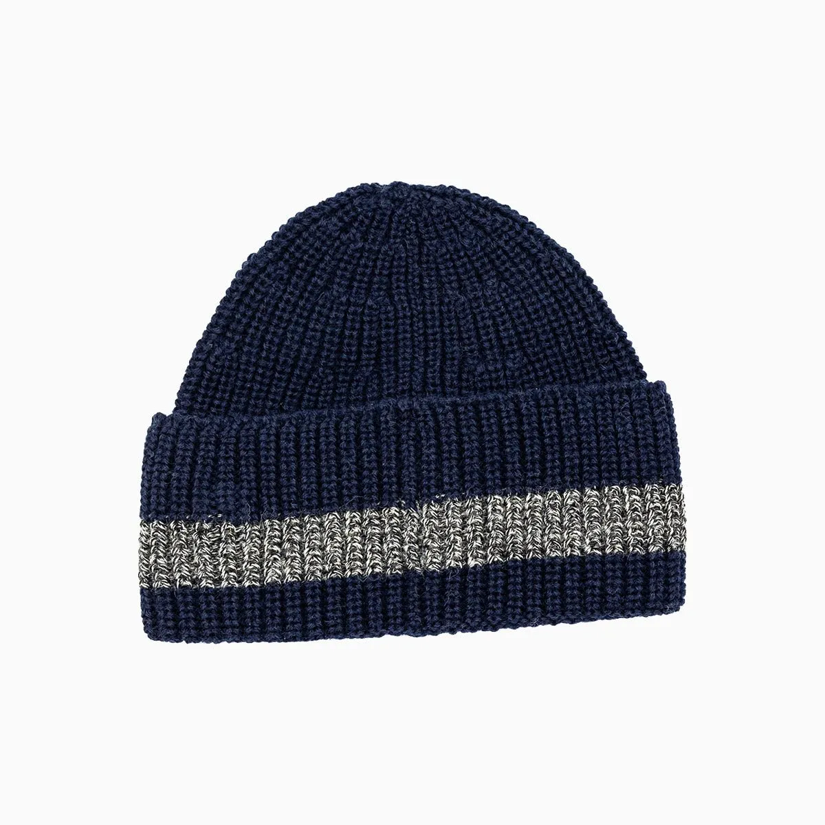 Ribbed Wool Turned Edge Beanie Hat